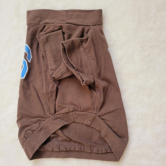 ROOTS Dog Shirt - Repurposed from Boys Tee - Medium - Brown with Logo - Picture 4 of 4